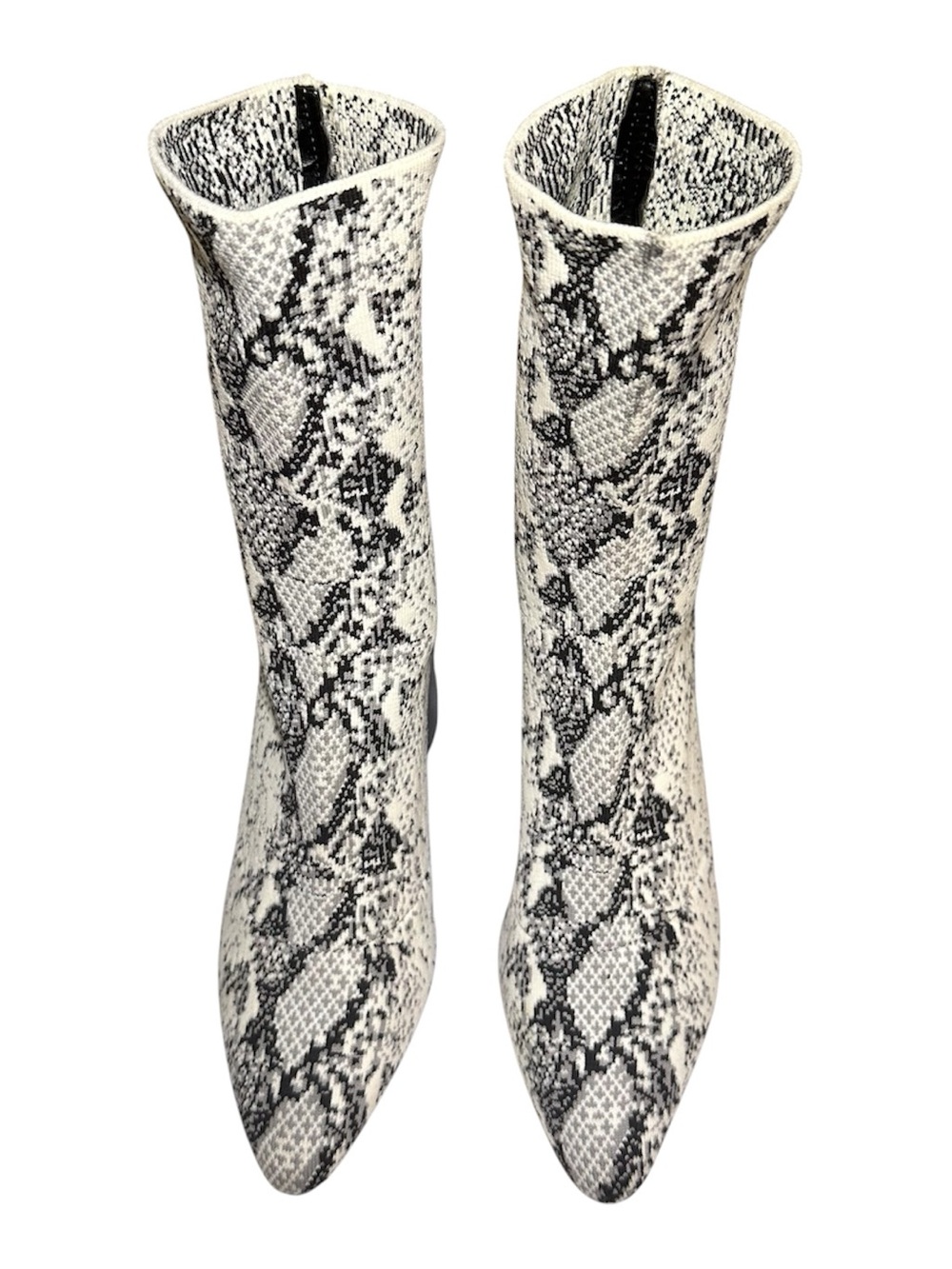 Steve Madden Trent Snake Print Sock Boots Women’s 8.5 Pointed Toe Block Heel